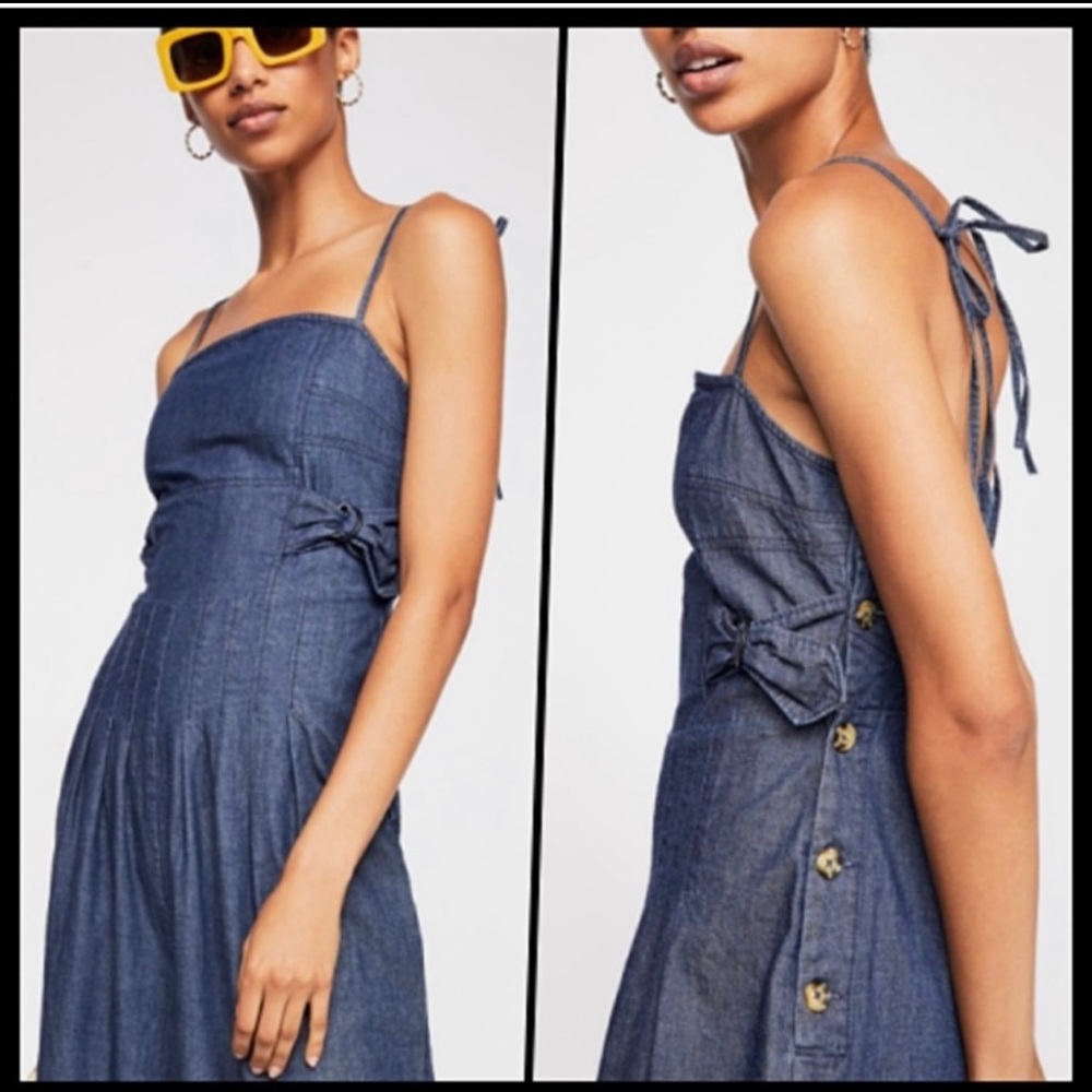 Free People Brittany Denim Jumpsuit Size 12